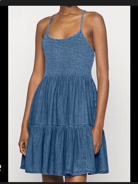 GAP Denim Smocked Mini Dress